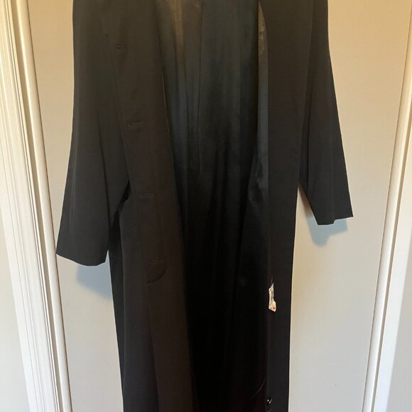 Vintage EATON RONTEX Womens 10 - 12 Black Pure Virgin Wool Midi DRESS COAT - Picture 11 of 14